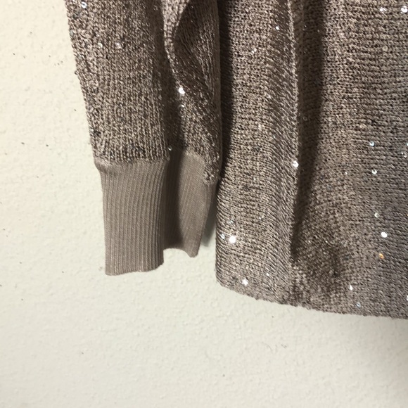 Alfani Sweater M champagne Metallic Long Sleeves Crew Neck Shiny - Picture 6 of 7